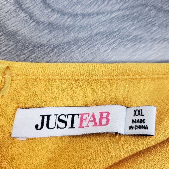 JustFab Flounce Hem Shift Dress Yellow Size XXL - Picture 10 of 11